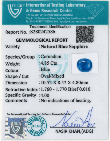Blue Sapphire - 4.85 Carat