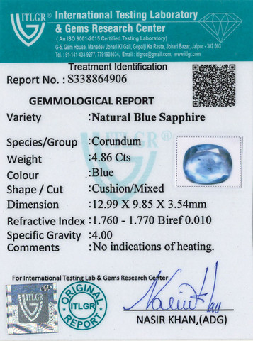 Blue Sapphire - 4.86 Carat