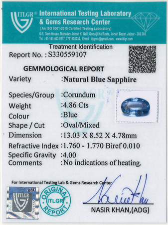 Blue Sapphire - 4.86 Carat