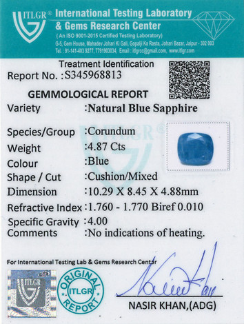 Blue Sapphire - 4.87 Carat
