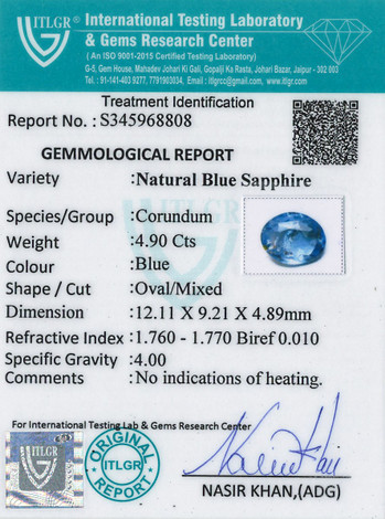 Blue Sapphire - 4.9 Carat
