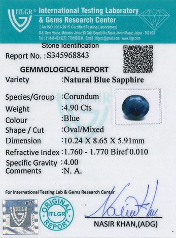 Blue Sapphire - 4.9 Carat
