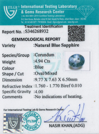 Blue Sapphire - 4.94 Carat