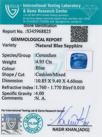 Blue Sapphire - 4.95 Carat