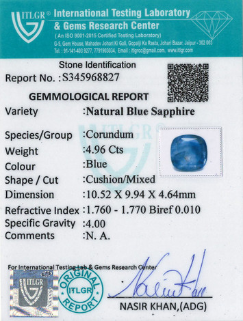 Blue Sapphire - 4.96 Carat