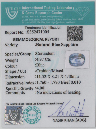 Blue Sapphire - 4.97 Carat