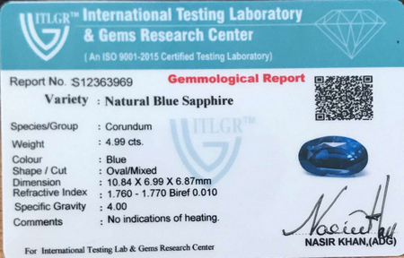 Blue Sapphire - 4.98 Carat