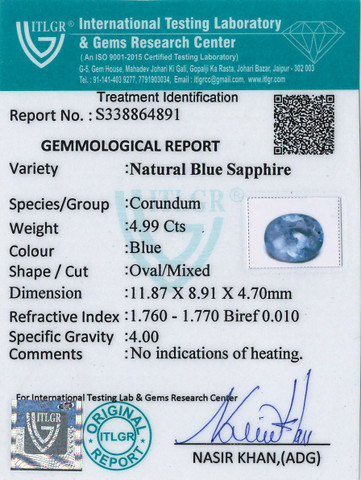 Blue Sapphire - 4.99 Carat
