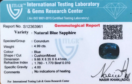 Madagascar Blue Sapphire - 4.99 Carat