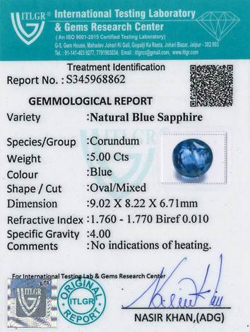 Blue Sapphire - 5 Carat