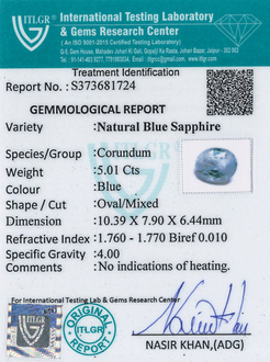Blue Sapphire - 5.01 Carat