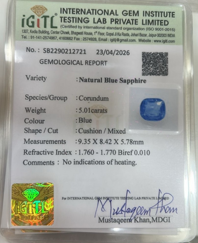 Blue Sapphire - 5.01 Carat
