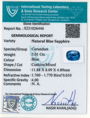 Blue Sapphire - 5.01 Carat