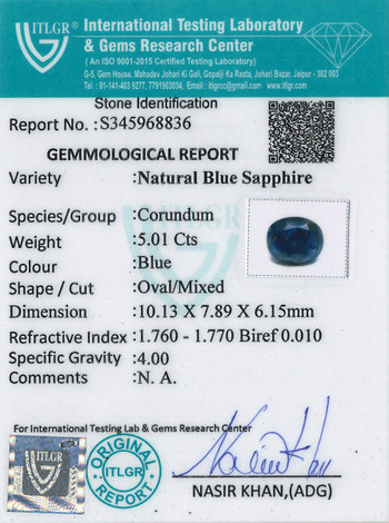 Blue Sapphire - 5.01 Carat