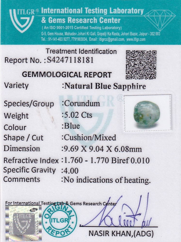 Blue Sapphire - 5.02 Carat