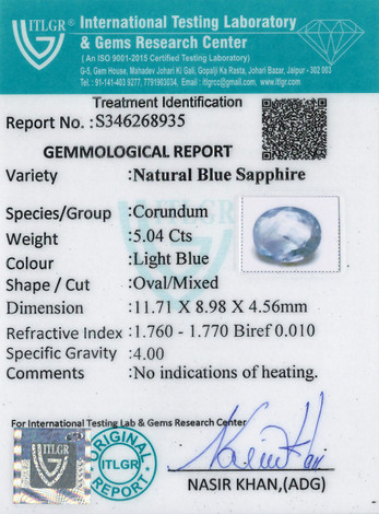 Blue Sapphire - 5.04 Carat