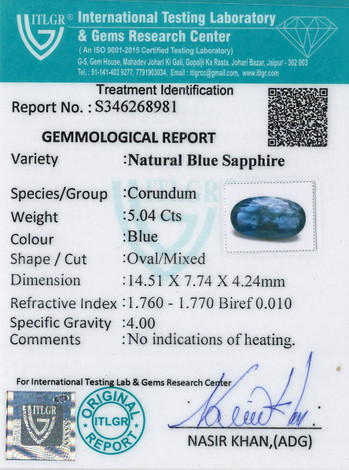 Blue Sapphire - 5.04 Carat