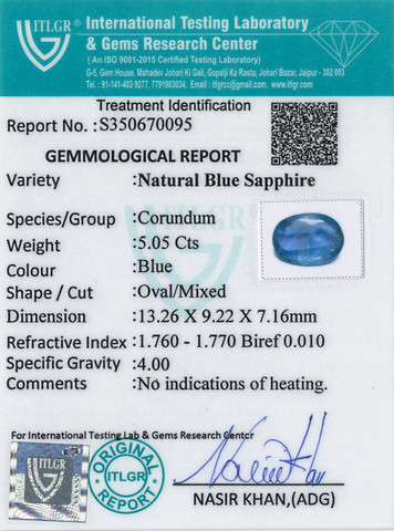 Blue Sapphire - 5.05 Carat