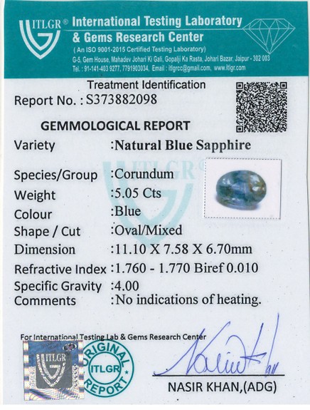 Blue Sapphire - 5.05 Carat