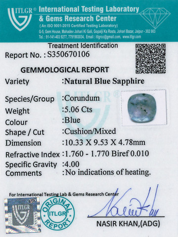 Blue Sapphire - 5.06 Carat