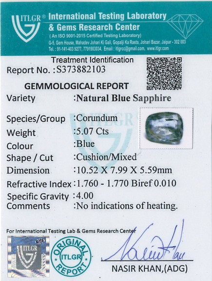 Blue Sapphire - 5.07 Carat