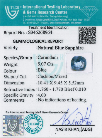 Blue Sapphire - 5.07 Carat