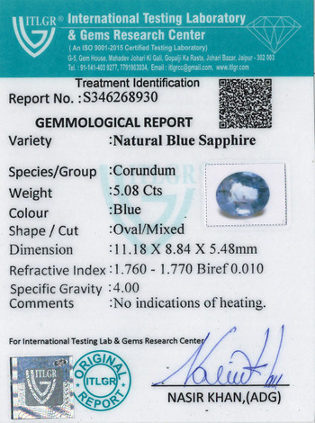 Blue Sapphire - 5.08 Carat