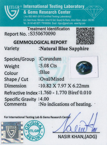 Blue Sapphire - 5.08 Carat