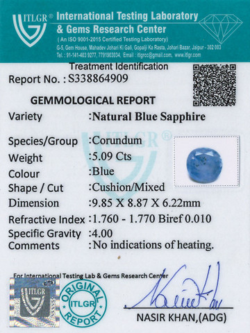 Blue Sapphire - 5.09 Carat