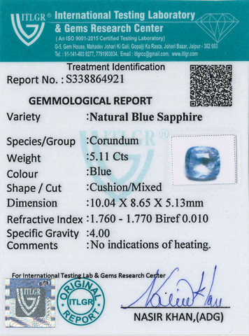 Blue Sapphire - 5.11 Carat