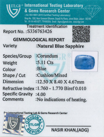 Blue Sapphire - 5.11 Carat