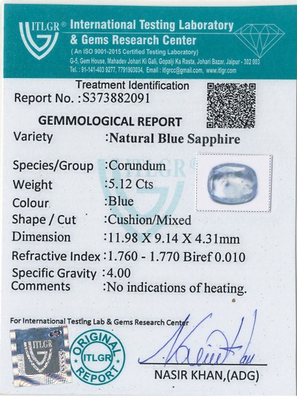 Blue Sapphire - 5.12 Carat
