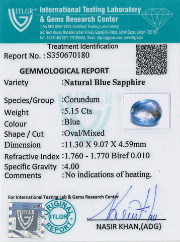 Blue Sapphire - 5.15 Carat