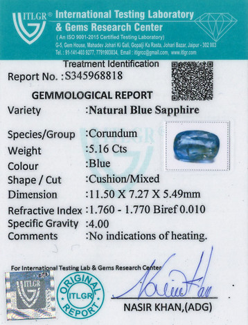 Blue Sapphire - 5.16 Carat