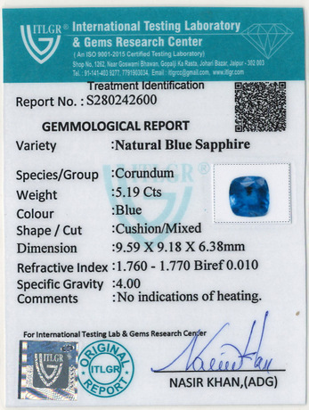 Blue Sapphire - 5.19 Carat