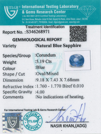 Blue Sapphire - 5.19 Carat