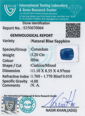 Blue Sapphire - 5.2 Carat