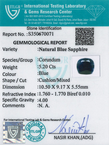 Blue Sapphire - 5.2 Carat