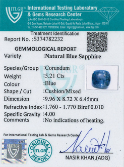 Blue Sapphire - 5.21 Carat