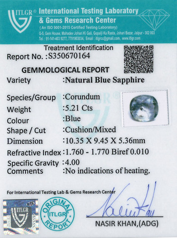 Blue Sapphire - 5.21 Carat