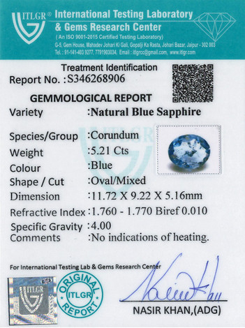 Blue Sapphire - 5.21 Carat