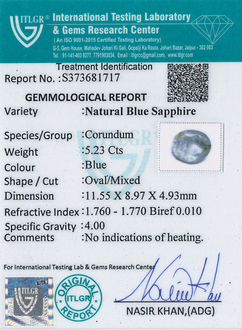 Blue Sapphire - 5.23 Carat