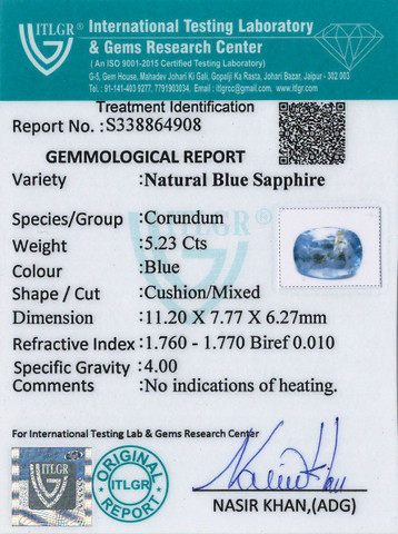 Blue Sapphire - 5.23 Carat