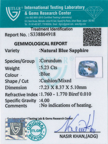 Blue Sapphire - 5.23 Carat