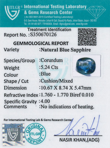 Blue Sapphire - 5.24 Carat