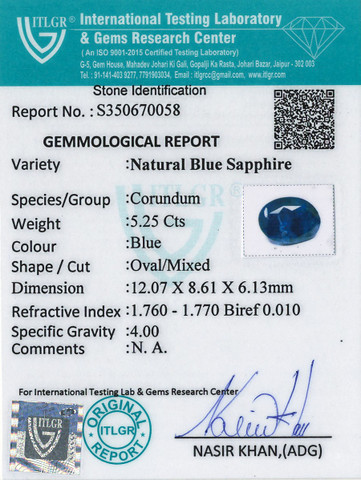 Blue Sapphire - 5.25 Carat