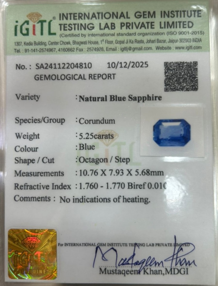Blue Sapphire - 5.25 Carat