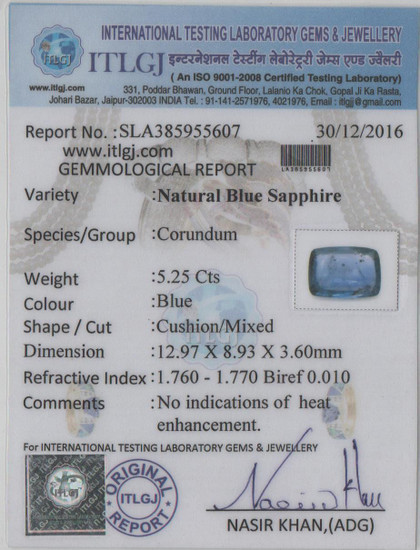 Blue Sapphire - 5.25 Carat