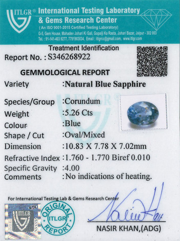 Blue Sapphire - 5.26 Carat