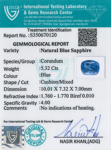 Blue Sapphire - 5.32 Carat
